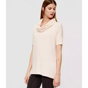 Lou & Grey Signaturesoft Cowl Short Sleeve Tunic Top Small Orange Rayon Stretchy